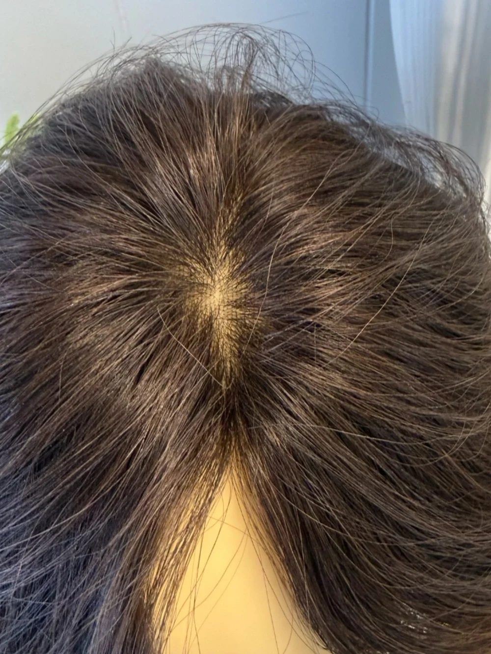 Human hair dark brown short shoulder length wig